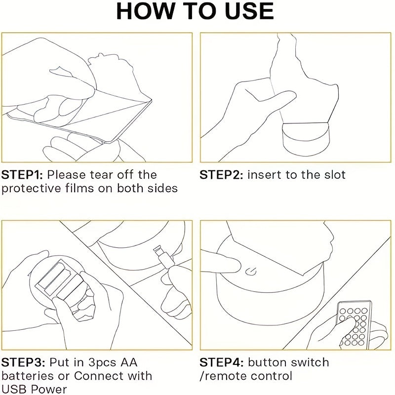 LumiGlow - 3D LED Nattlampa Svart Pistolform, 16 Färger Fjärrkontroll, USB
