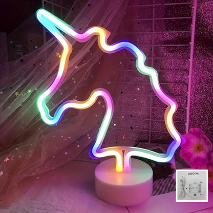 UnicornGlow - Neon Enhörning USB Skrivbordslampa för Fest &amp; Dekoration