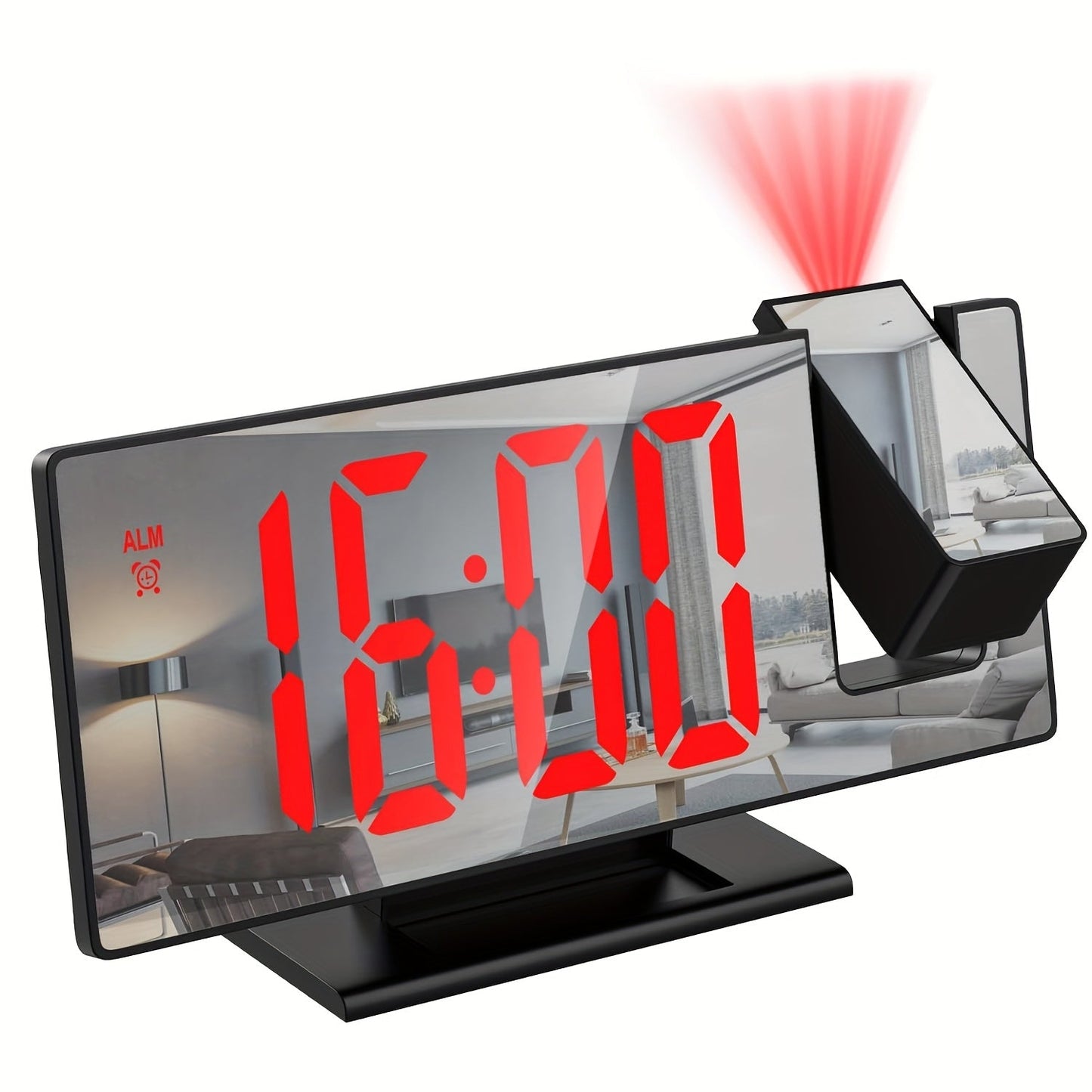 LED-projektionsväckarklocka med 180° justerbar projektion – Klar display och snooze-funktion för sovrum eller kontor