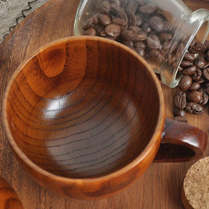 Rustika Naturliga Trä Te Koppar med Handtag (2ST)