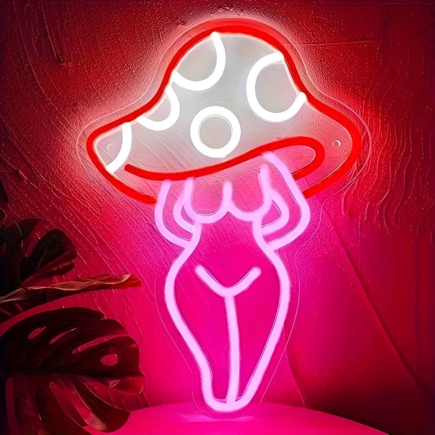 NeonMushroom Ljus - Multifärgad USB-driven LED svamp neonskylt