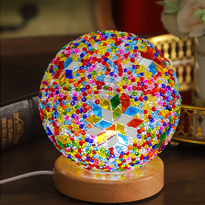 GlassArt - Modern LED Bordslampa med Justerbar Belysning och Färgglad Glaskåpa