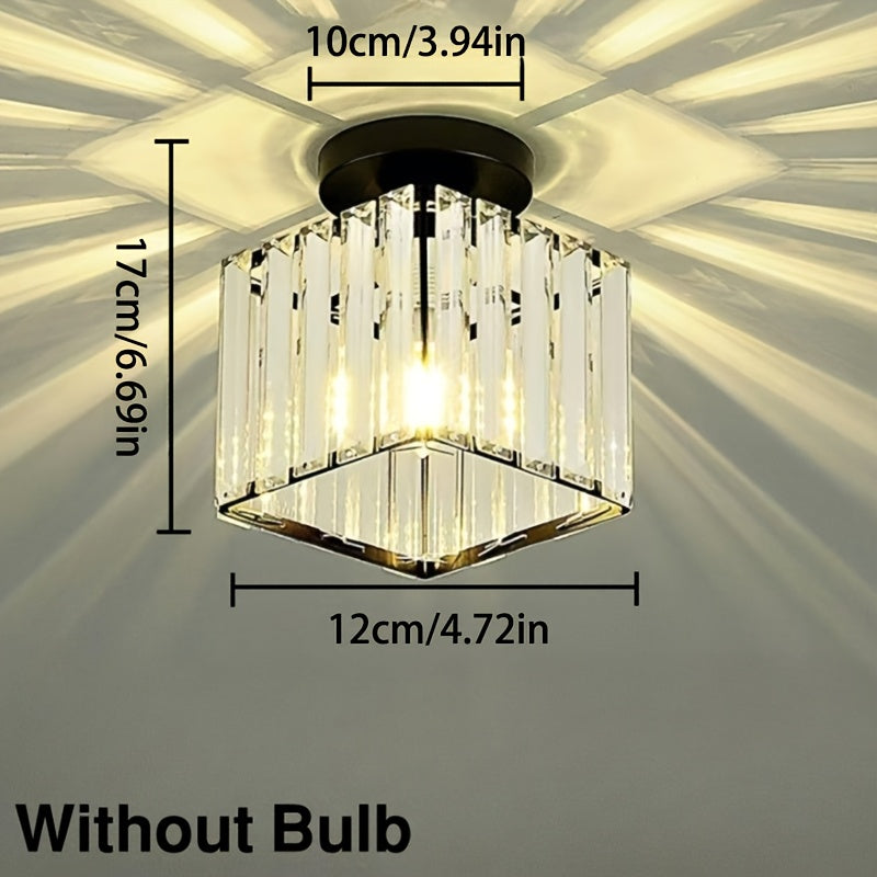 CrystalLuxe - Modern E27 LED Taklampa, Svart Guld med Kristallglas