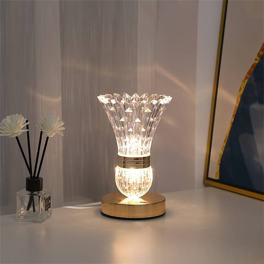CrystalGlow - Modern LED Kristall Bordslampa med Dimbart Ljus