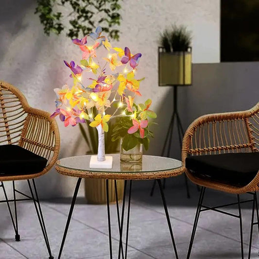 Carvallo Butterfly Light | 24 LED fjärilsbordslampa | USB- & batteridriven | För hem- & festdekoration