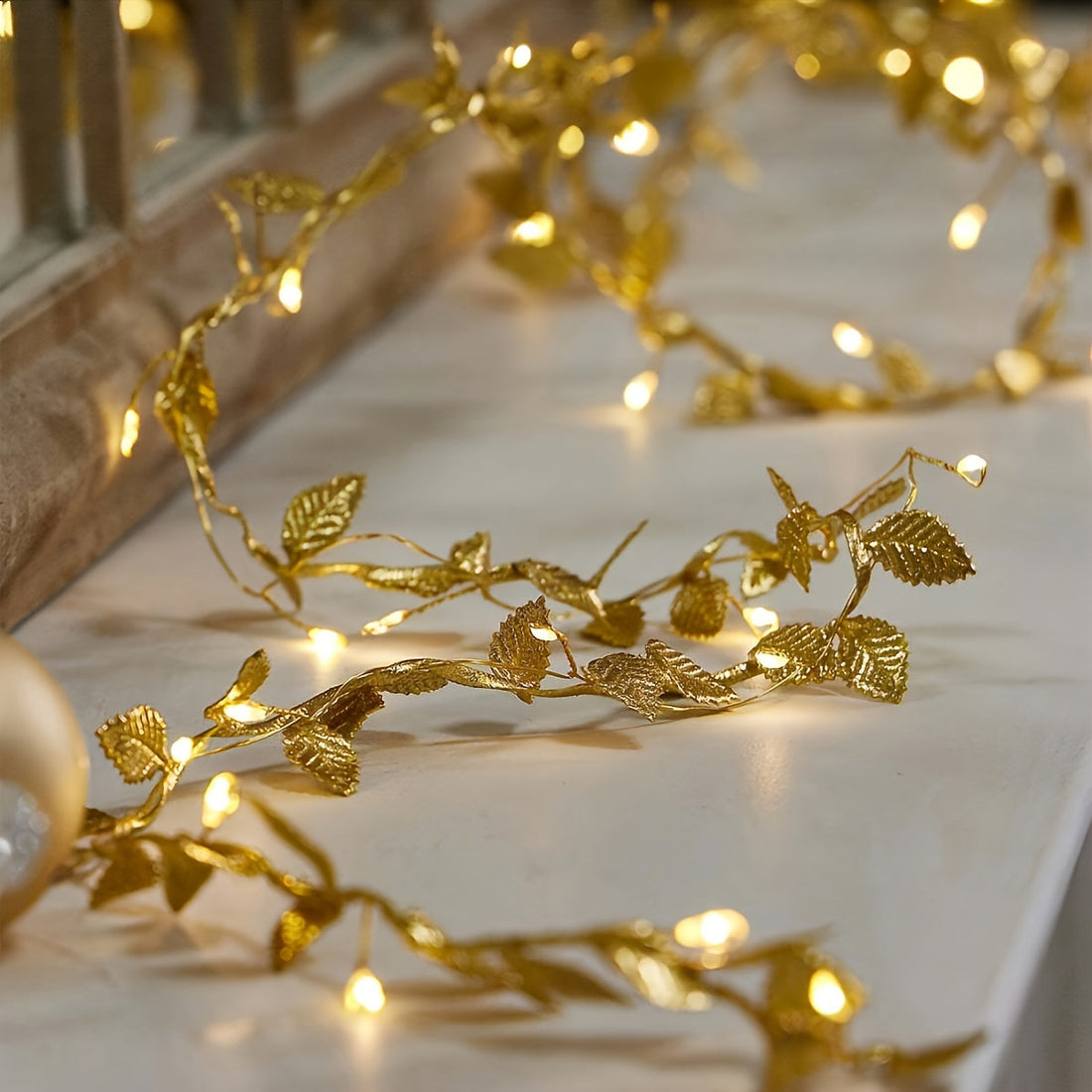 GoldenLeaf - Gyldne LED Blad Fejlampor för Inomhusdekoration