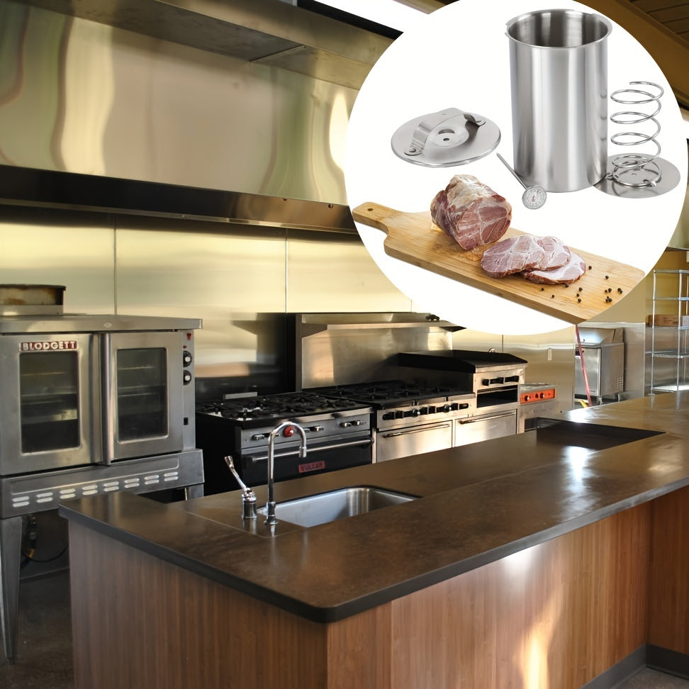 MeatMaster rostfritt stål köttpress – För kött i deli-kvalitet, Med integrerad termometer