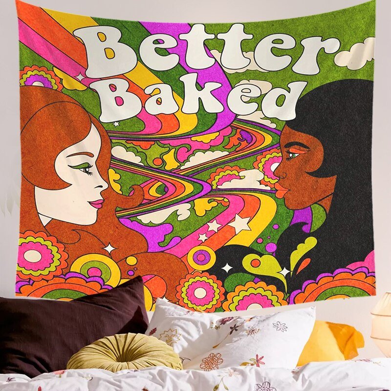 80's Retro Hippie Stil Vägghängande Tapestry 100% Polyester
