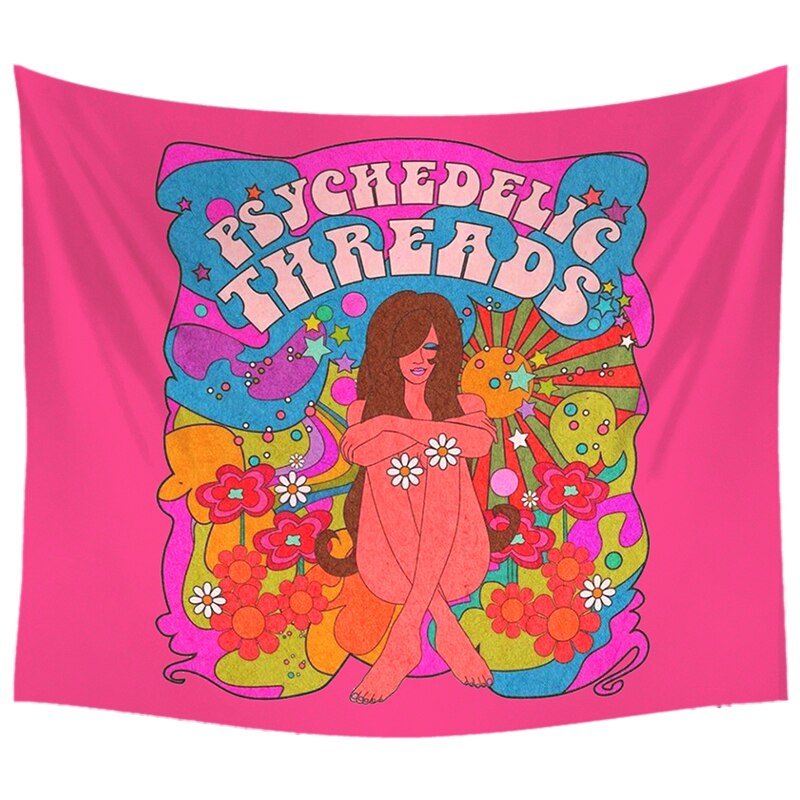 80's Retro Hippie Stil Vägghängande Tapestry 100% Polyester