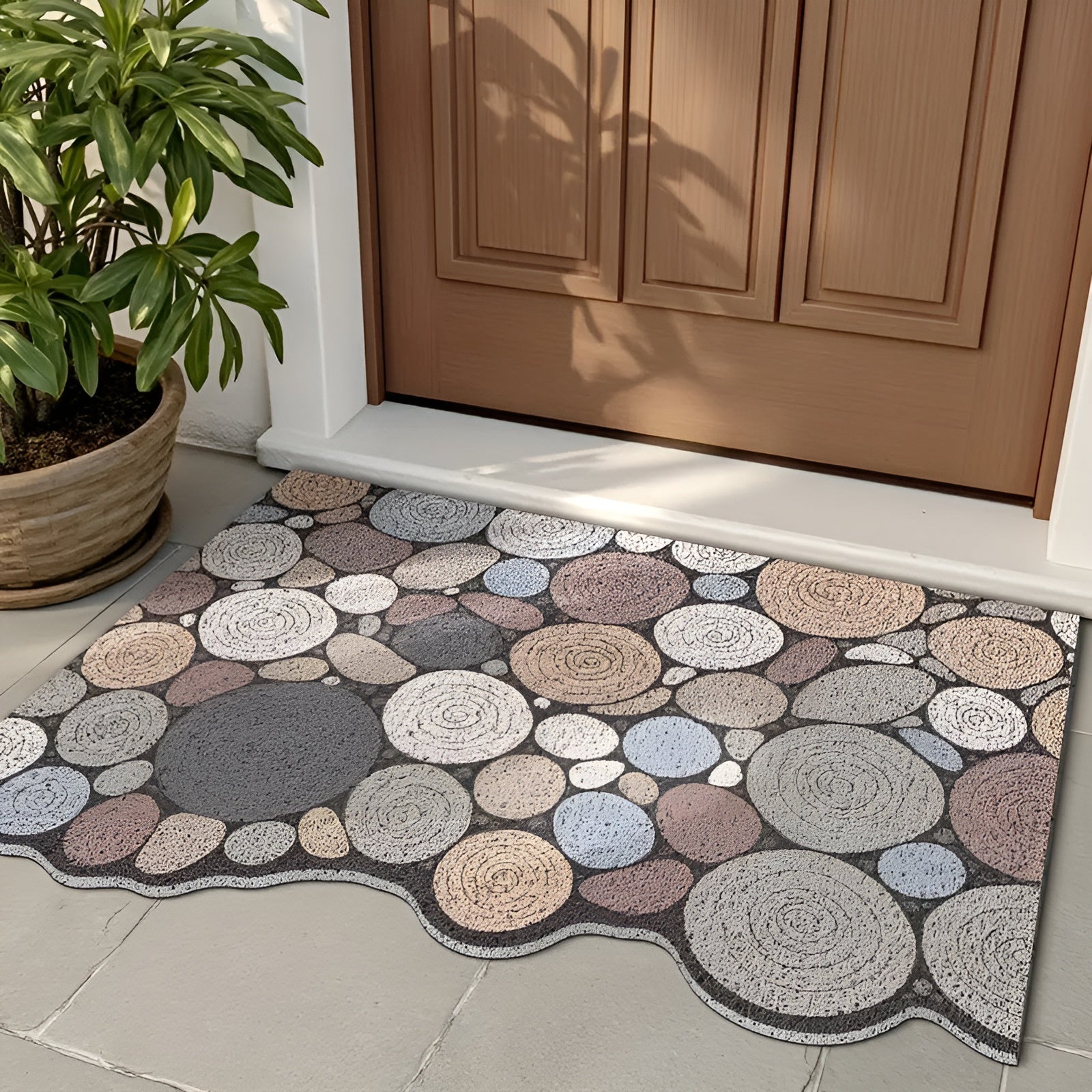 Dörrmatta med trä- och grusmönster – Halkfri &amp; Lättskött | För inomhus- och utomhusbruk