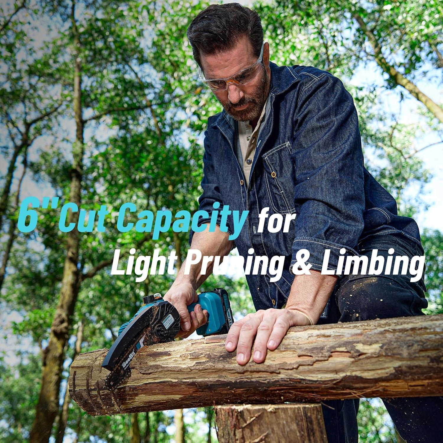 PowerCut Mini | Trådlös 6-tums kedjesåg för trädtrimning