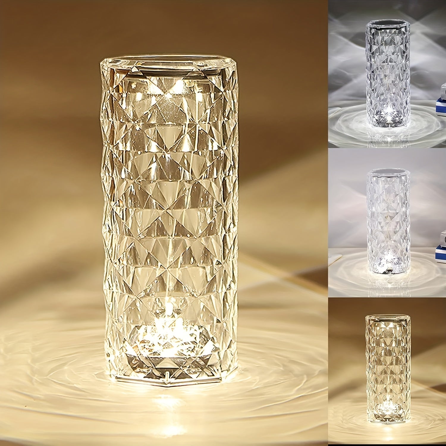 LumiKristal - Kristall Diamant Bordsbelysning med 3 Färger LED-belysning