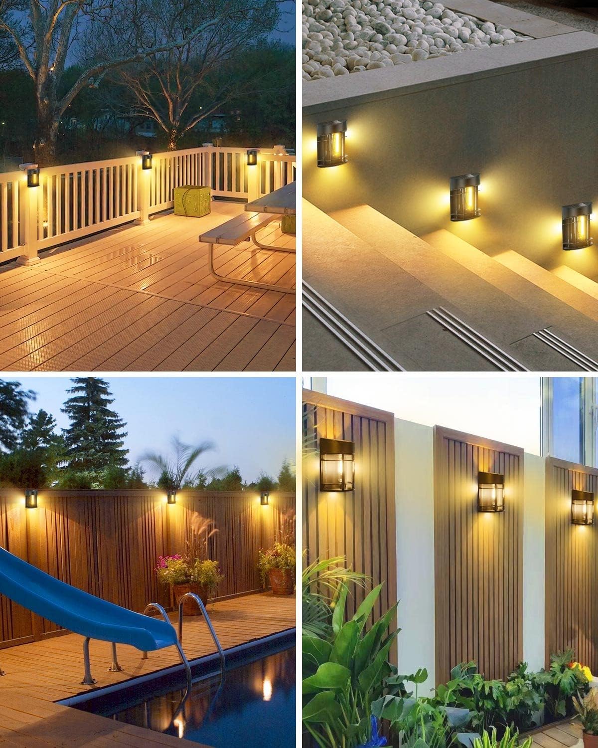 Utomhusvägglampa med glas och galler – LED trädgår belysning, väderbeständig för terrass &amp; balkong
