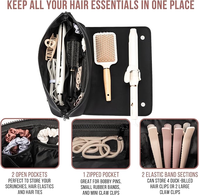 Carvallo Hårverktygsväska 2-i-1 | Värmetålig Matta & Resefodral | Organizer för Plattång & Locktång | Kompakt & Stilig