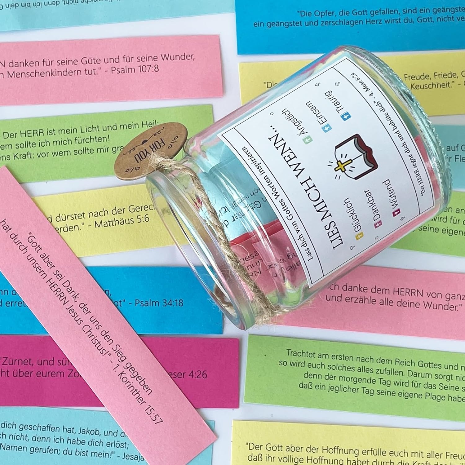 Handgjord 90-dagars bibelversglas