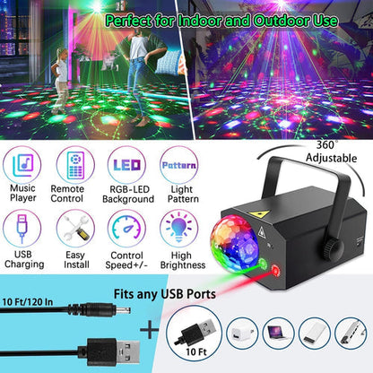 2-i-1 Laser Disco Ljus – Ljudaktiverad Stroboskop med Fjärrkontroll
