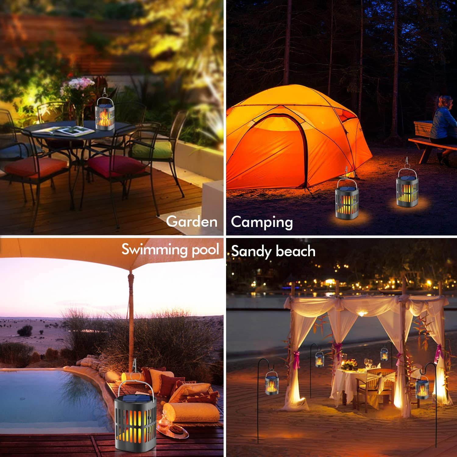 Solär LED Flamme lykta – Dekorativ utomhusbelysning för trädgård och terrass med hängmöjlighet