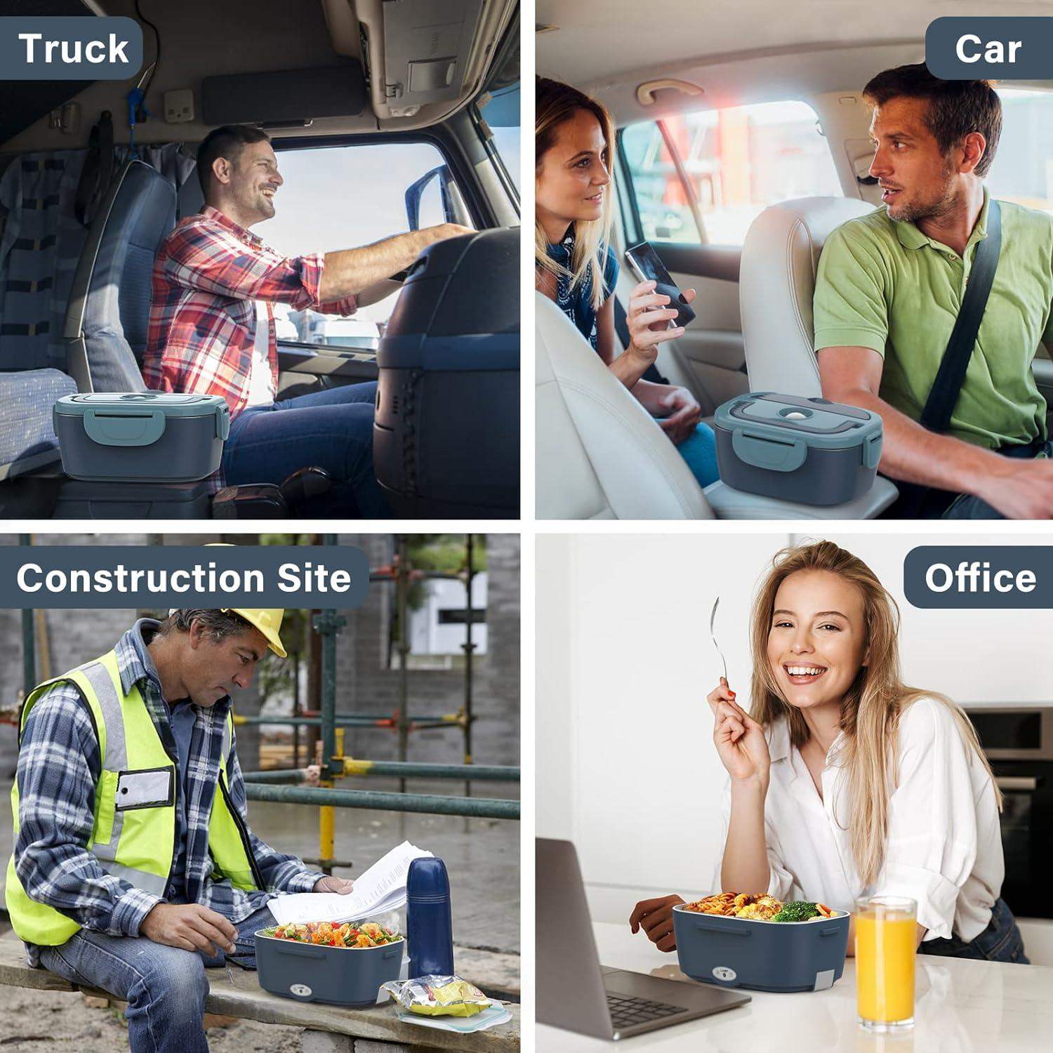 Elektrisk Lunchbox – Bärbar Matvärmare med Dubbel Fack &amp; Bil/Hem Kontakt