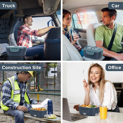 Elektrisk Lunchbox – Bärbar Matvärmare med Dubbel Fack &amp; Bil/Hem Kontakt