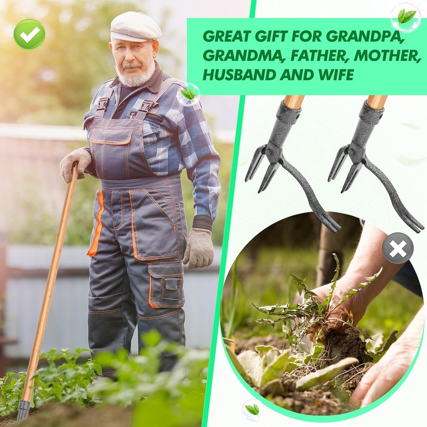 Ogräsupptagare med 4-klohuvud – Effektivt trädgårdsverktyg av järn för rotavlägsnande