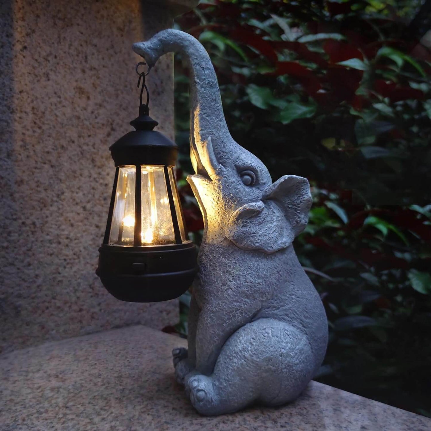 Royallure Elephant Glow Solcells Trädgårdslampa – Resin, Auto-On Varm Atmosfäriskt Ljus