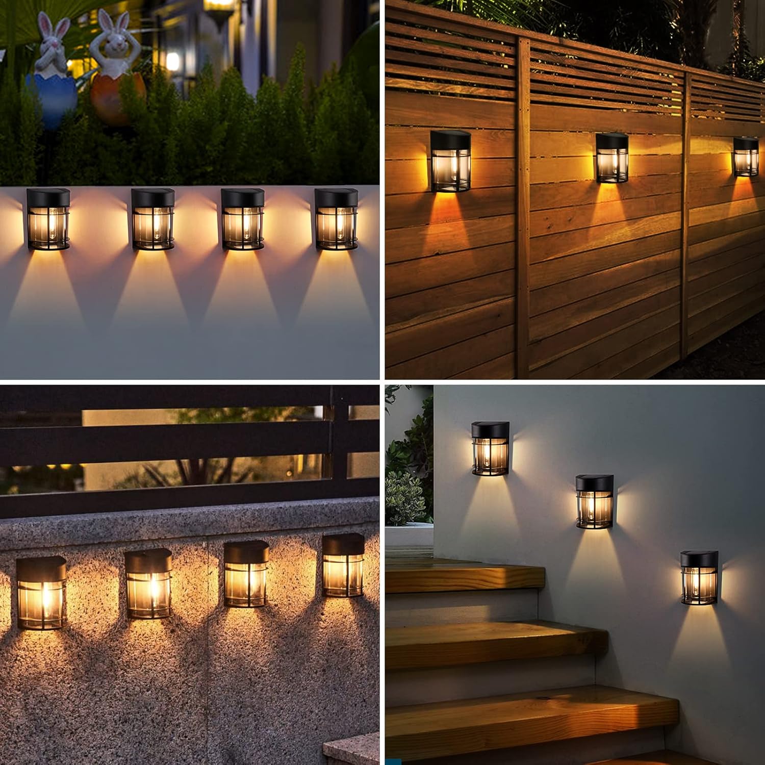 Utomhusvägglampa med glas och galler – LED trädgår belysning, väderbeständig för terrass &amp; balkong