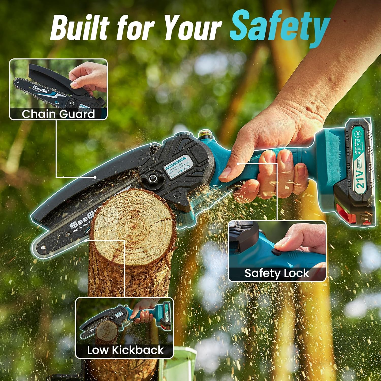 PowerCut Mini | Trådlös 6-tums kedjesåg för trädtrimning