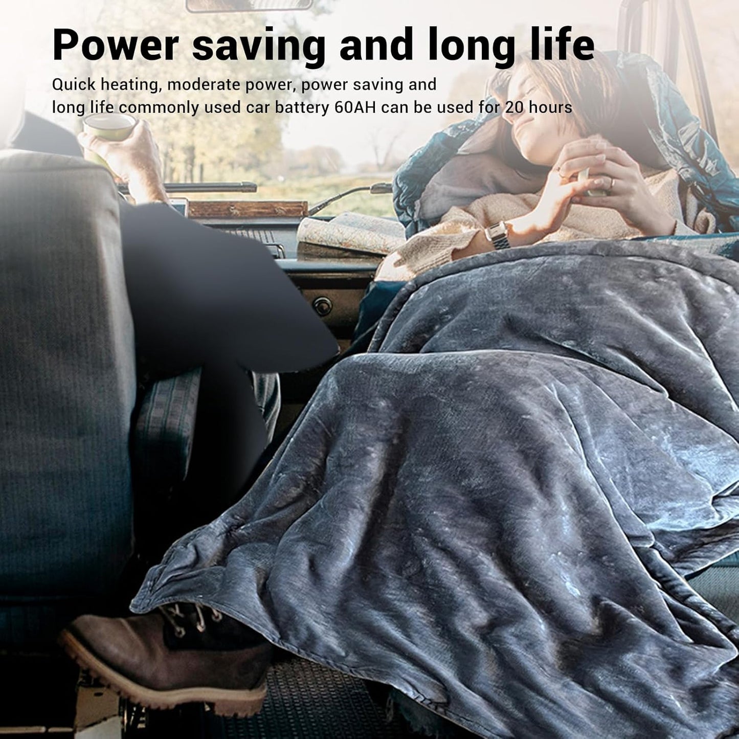 Uppvärmd filt | 12V Elektrisk Tvättbar Resefilt