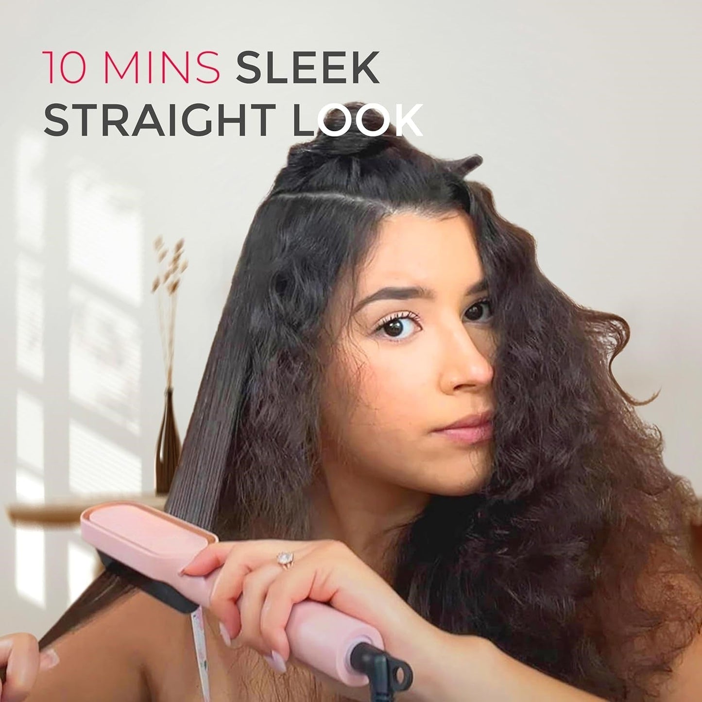 Carvallo Hårutjämningsborste Elektrisk | 5 Värmelägen | Redo på 20 Sek. | Anti-Frizz & Resesäker