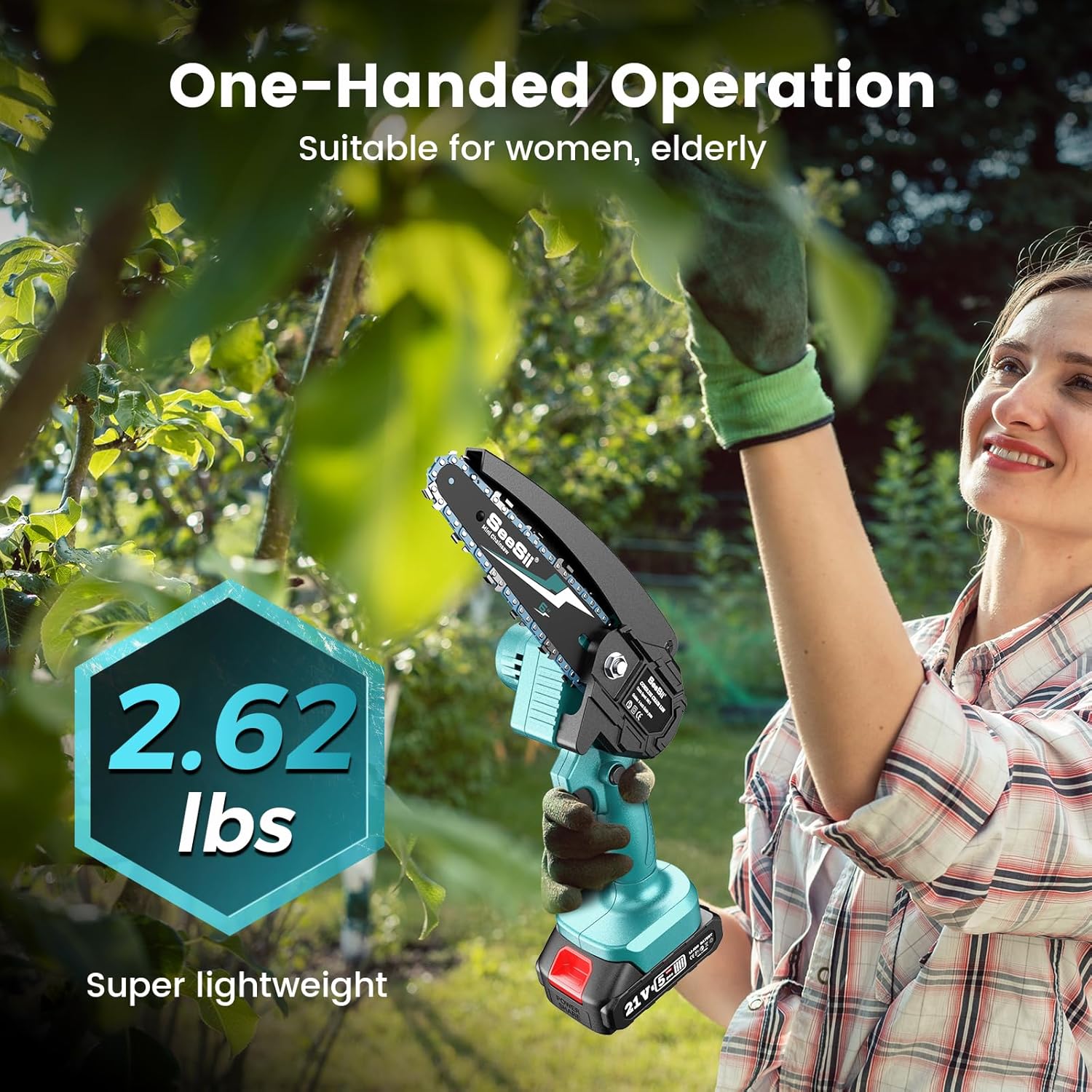 PowerCut Mini | Trådlös 6-tums kedjesåg för trädtrimning