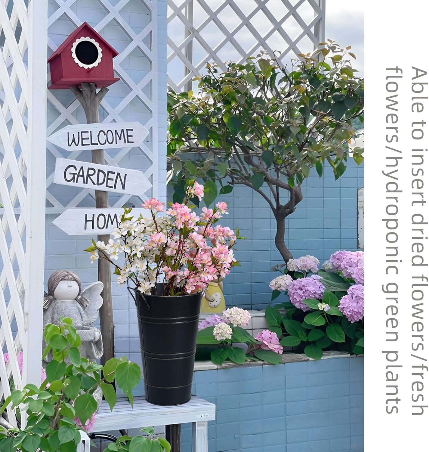 Retro Eisen-Blomkruka med handtag – Dekorativ metallblomkruka för hemmet