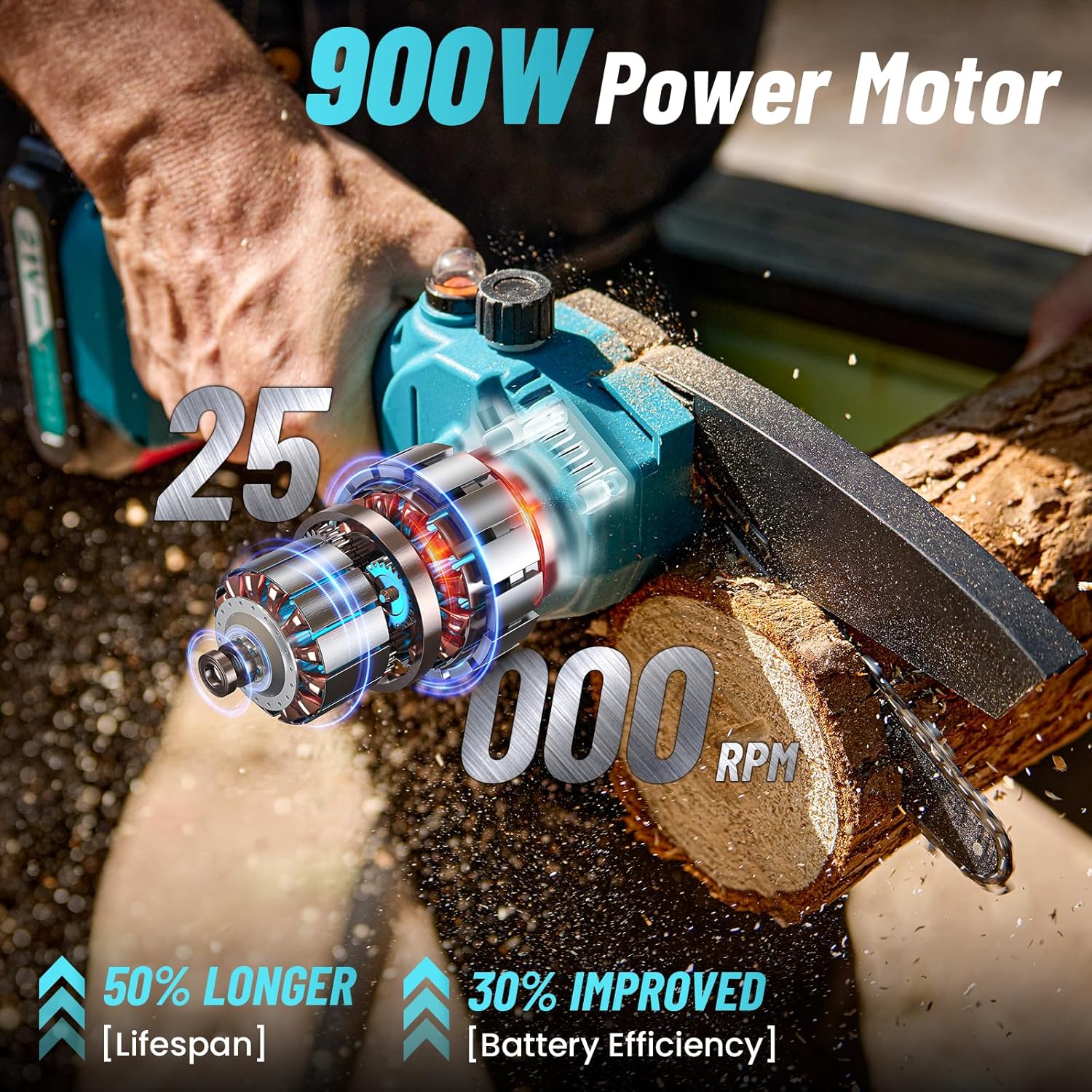 PowerCut Mini | Trådlös 6-tums kedjesåg för trädtrimning