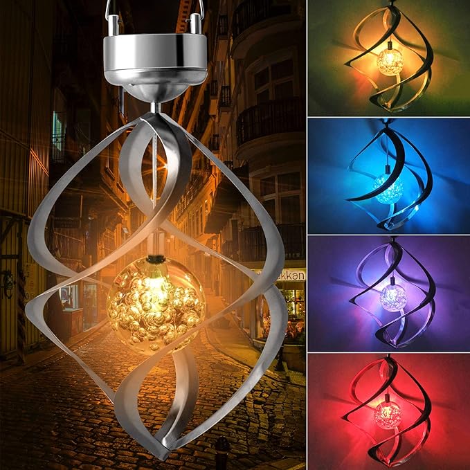 LED Solarsvindspel med färgskiftning – Dekorativ trädgår belysning för utomhusbruk