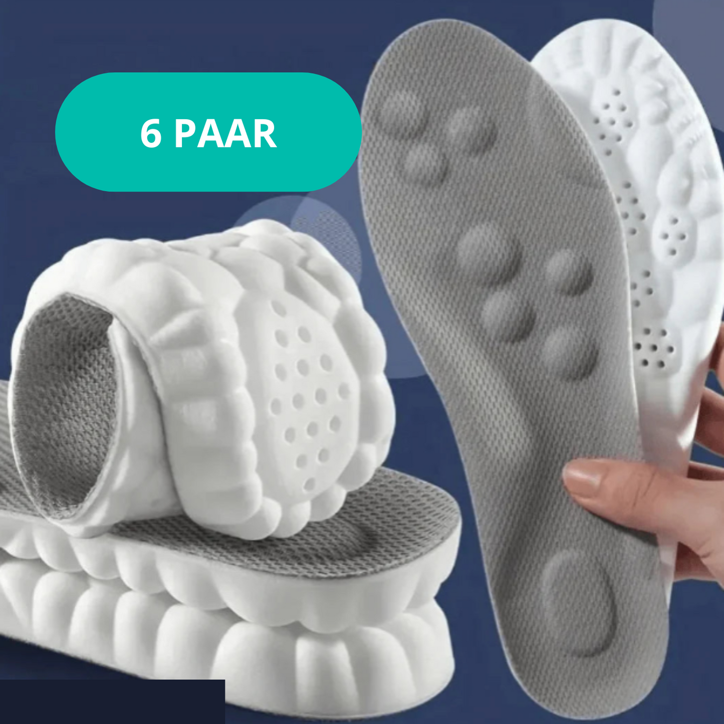 Carvallo 4D inläggssulor | Smärtfri fötter | Ergonomiskt stöd | Tvättbar & Anpassningsbar