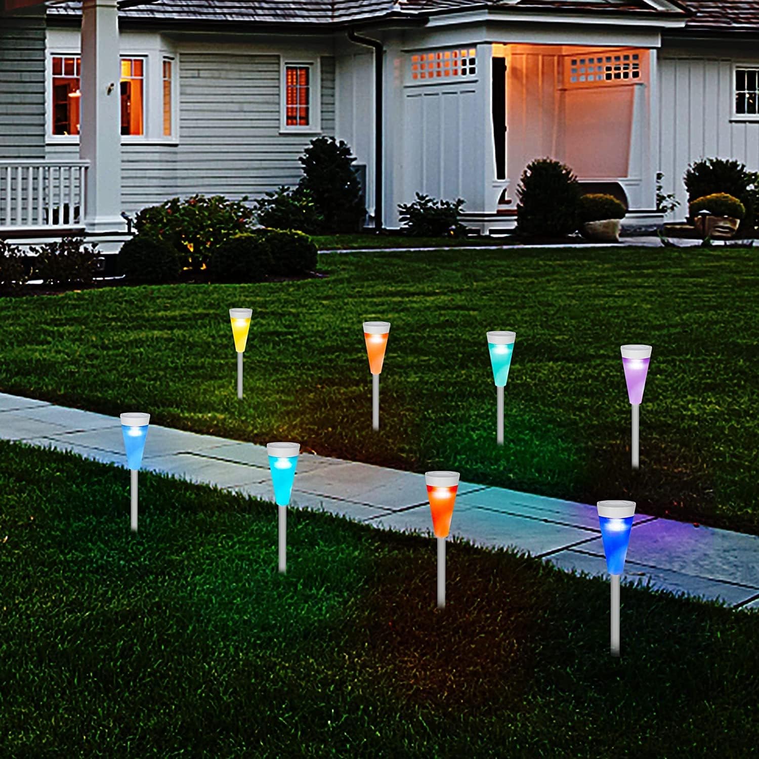 Solär LED trädgårdslampa med färgskift - Dekorativ utomhusbelysning för blomrabatter och gångvägar