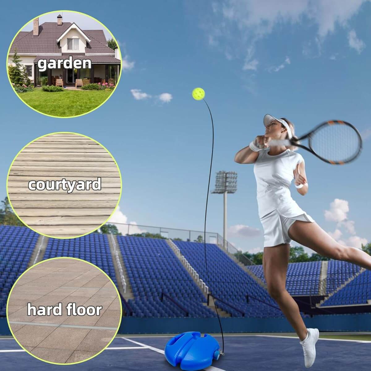 Royallure Luminous Pickleball Trainer med Extra-Greppande Bas & Luminös Boll