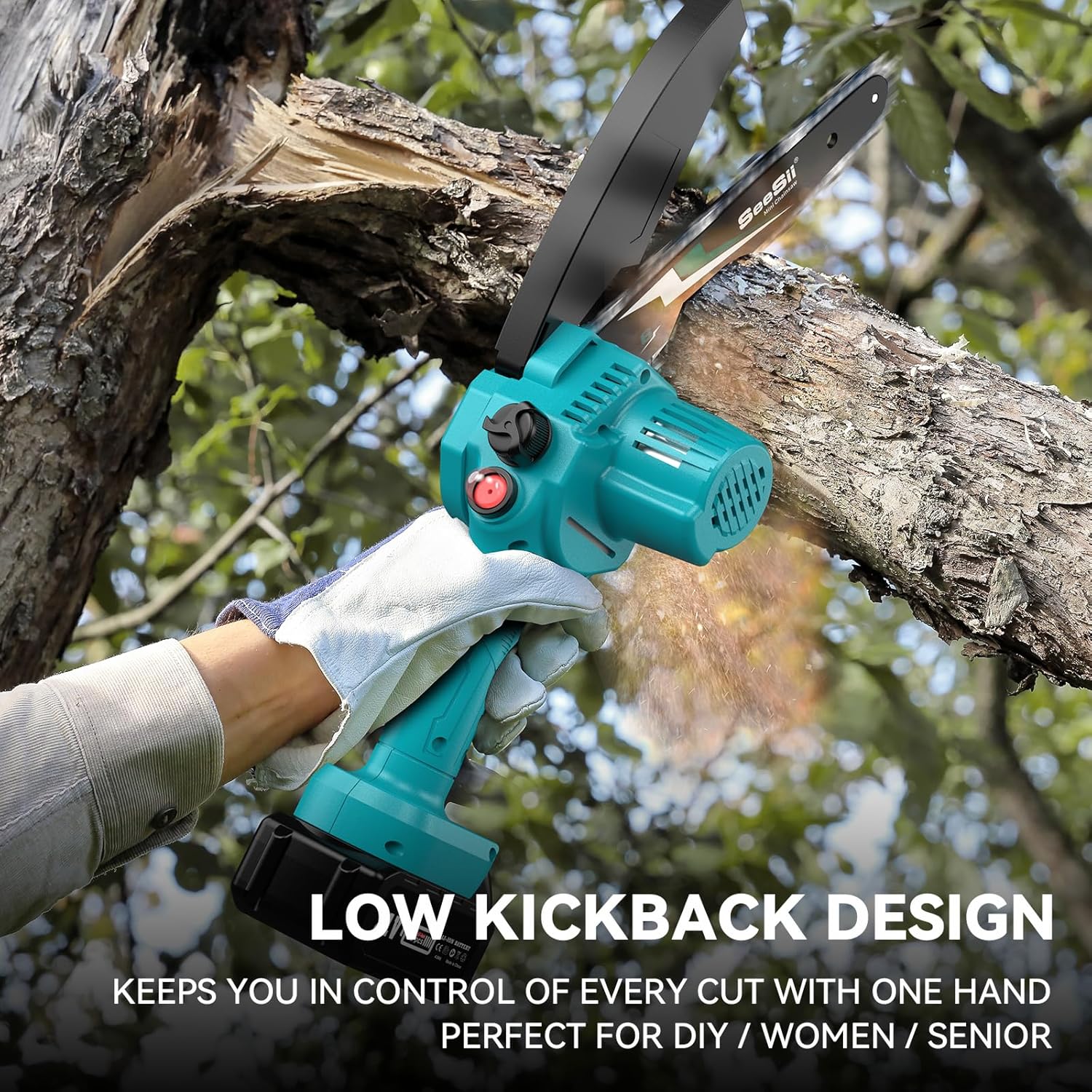 PowerCut Mini | Trådlös 6-tums kedjesåg för trädtrimning