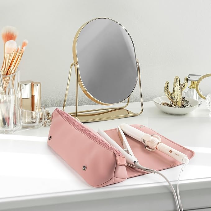 Carvallo Hårverktygsväska 2-i-1 | Värmetålig Matta & Resefodral | Organizer för Plattång & Locktång | Kompakt & Stilig