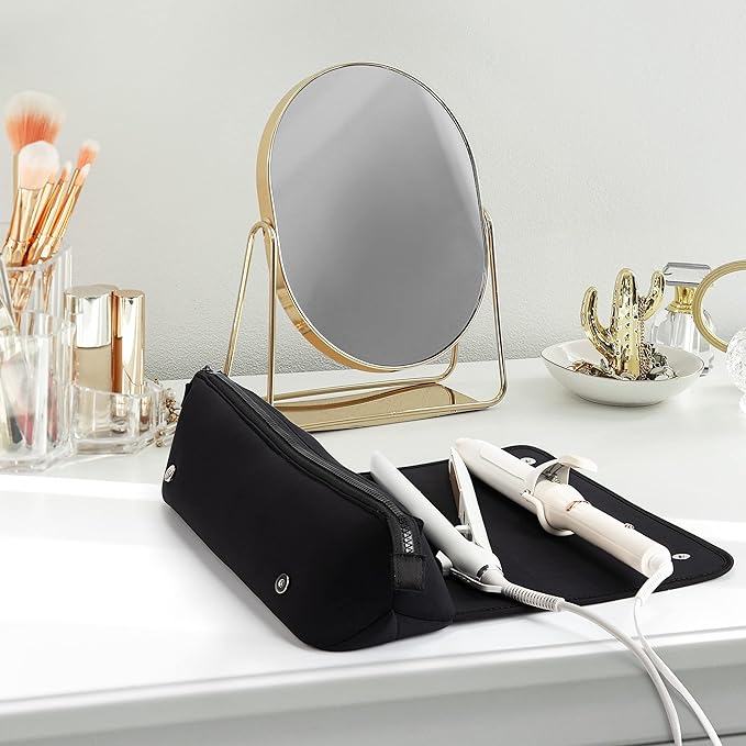 Carvallo Hårverktygsväska 2-i-1 | Värmetålig Matta & Resefodral | Organizer för Plattång & Locktång | Kompakt & Stilig