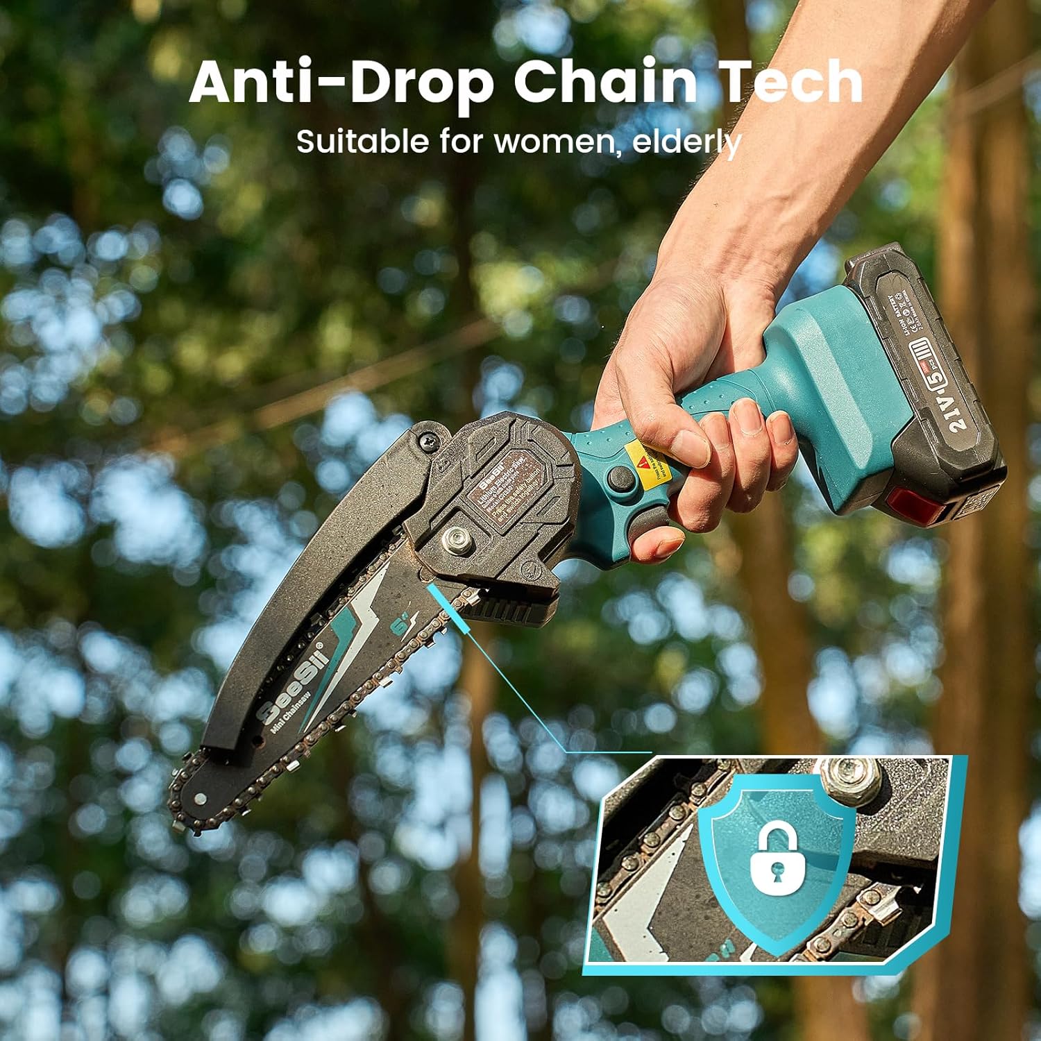 PowerCut Mini | Trådlös 6-tums kedjesåg för trädtrimning