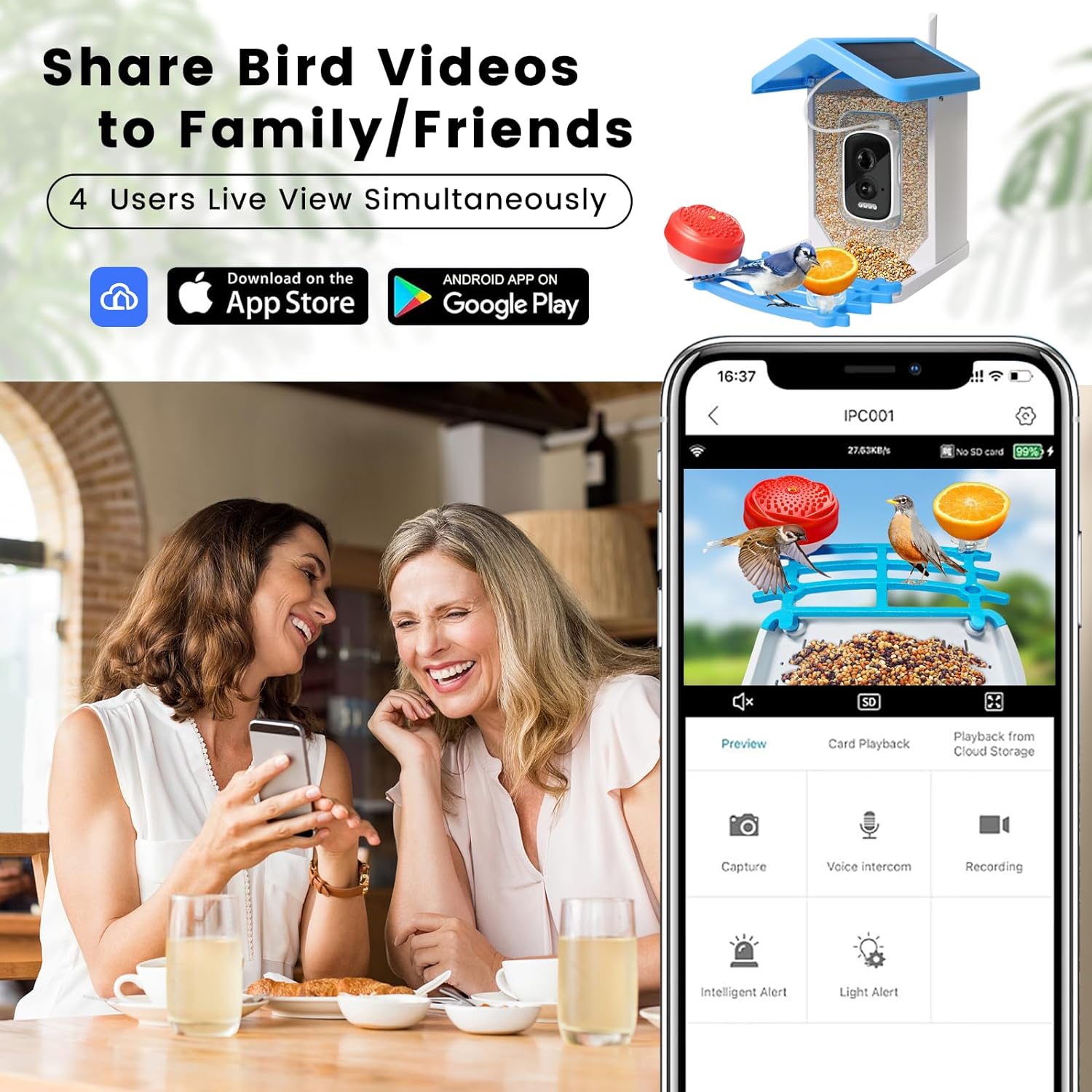 Smart fågelmatare med kamera solenergi driven