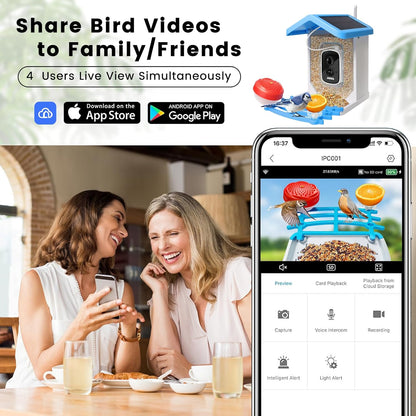 Smart fågelmatare med kamera solenergi driven