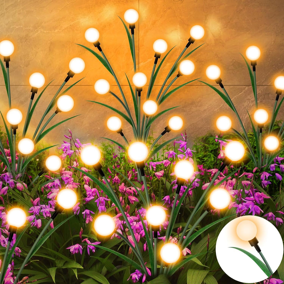 Solträdgårdsbelysning - 2024 Ny Förbättrad Bladdesign 10 LED Sol Eldflugor