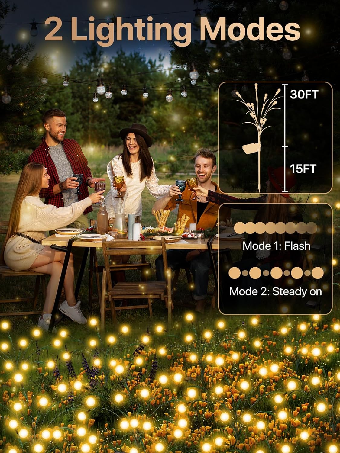 Solträdgårdsbelysning - 2024 Ny Förbättrad Bladdesign 10 LED Sol Eldflugor