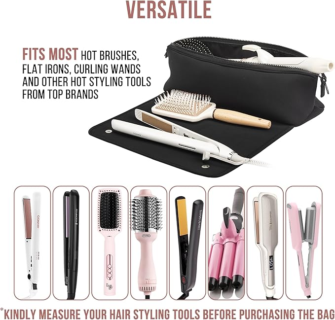 Carvallo Hårverktygsväska 2-i-1 | Värmetålig Matta & Resefodral | Organizer för Plattång & Locktång | Kompakt & Stilig