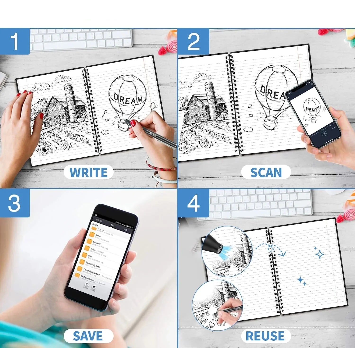 EcoNote - Återanvändbar anteckningsbok för hållbar skrivning