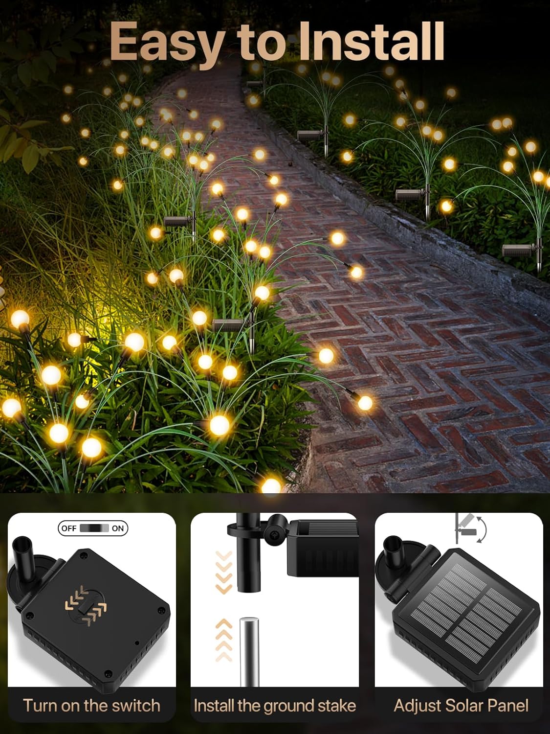 Solträdgårdsbelysning - 2024 Ny Förbättrad Bladdesign 10 LED Sol Eldflugor
