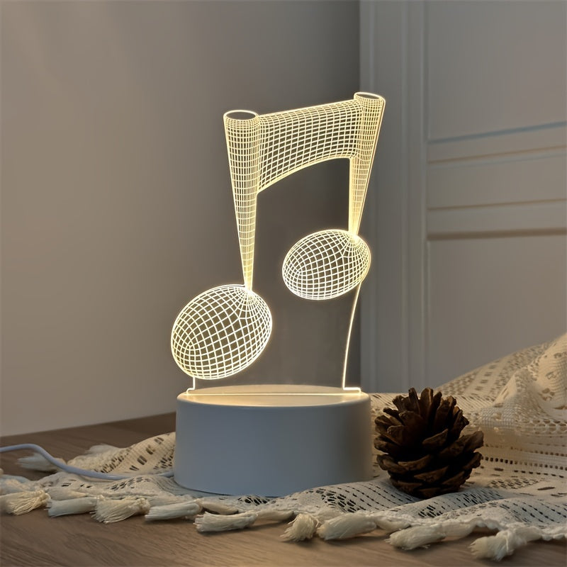 LumiNote - Akryl Musiknot Nattljus, 3D LED Ram, USB-Dreven