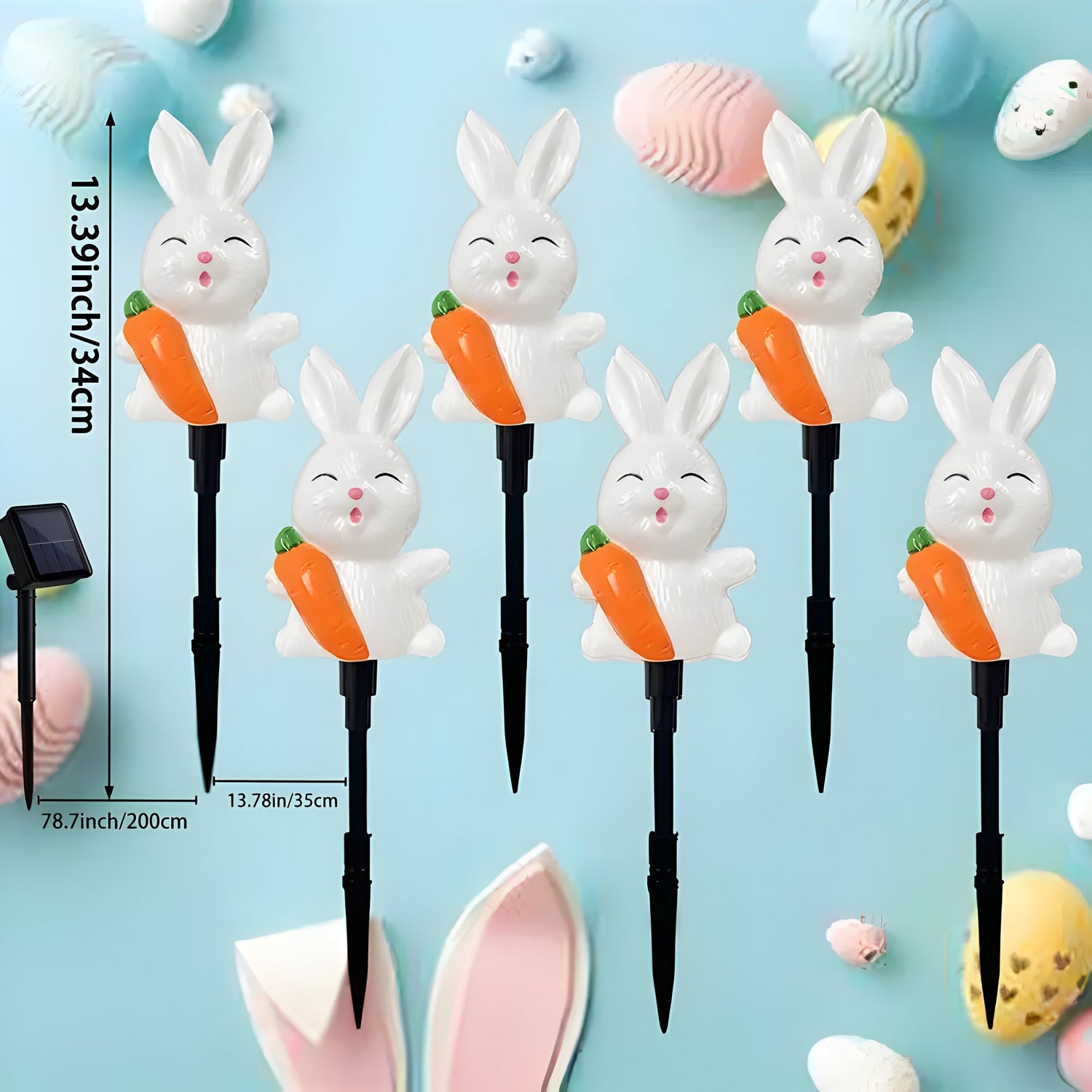 HoppyShine Light – 6-pack Solarbetrivna Påskhar-lampor