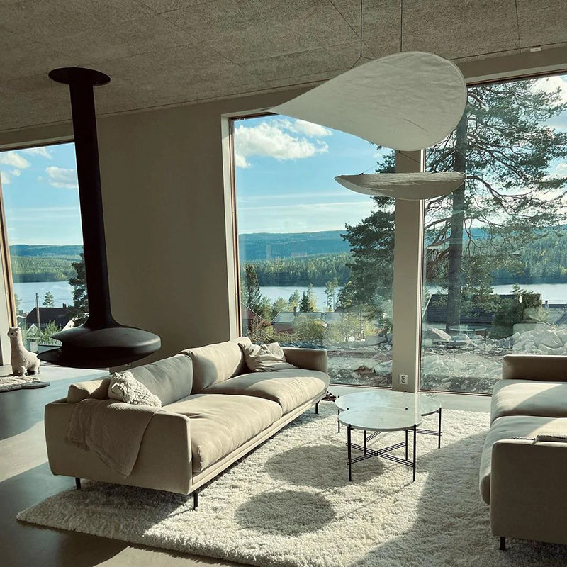 LunaLux Modern LED Taklampa i Metall och Konstsilke i Vitt för Sovrum